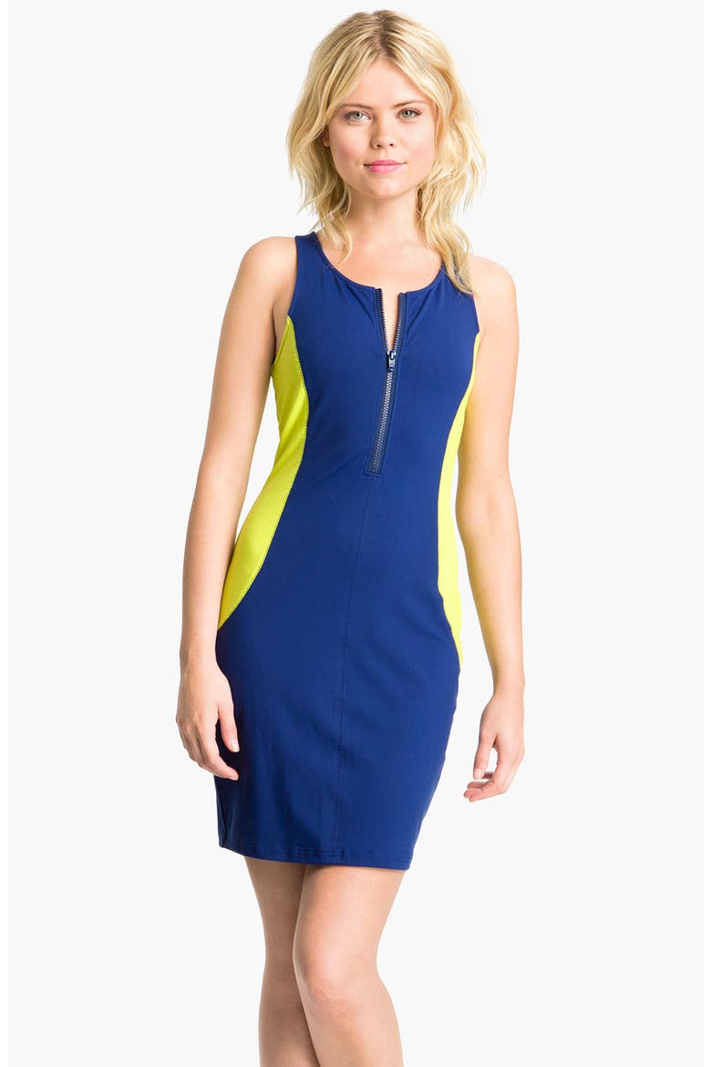 Colorblock Scuba Dress, Main, color, BLUE DEPTHS COMBO