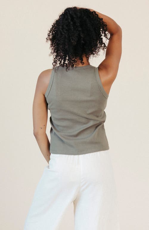 Poplinen Plus Charlie Ribbed Tank In Green