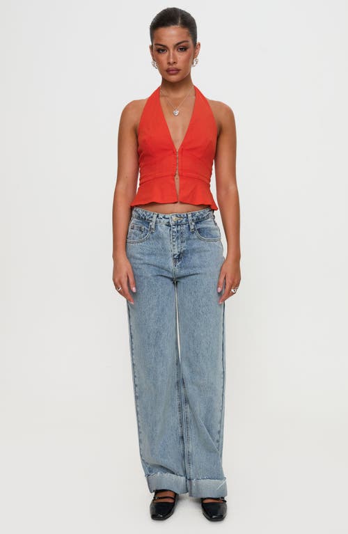 Shop Princess Polly Pleasing Peplum Halter Top In Red