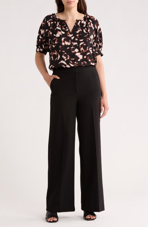 Gathered Neck Puff Sleeve Top