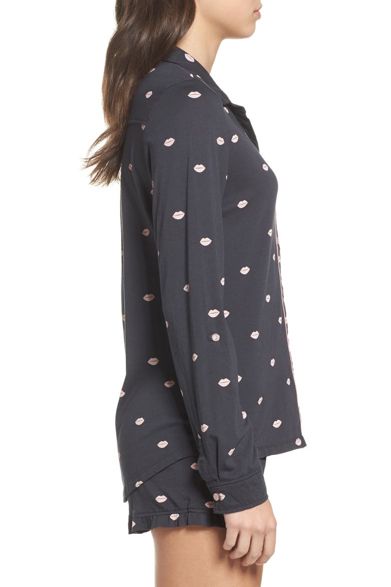 Heart Print Short Pajamas, Alternate, color, SMOKE