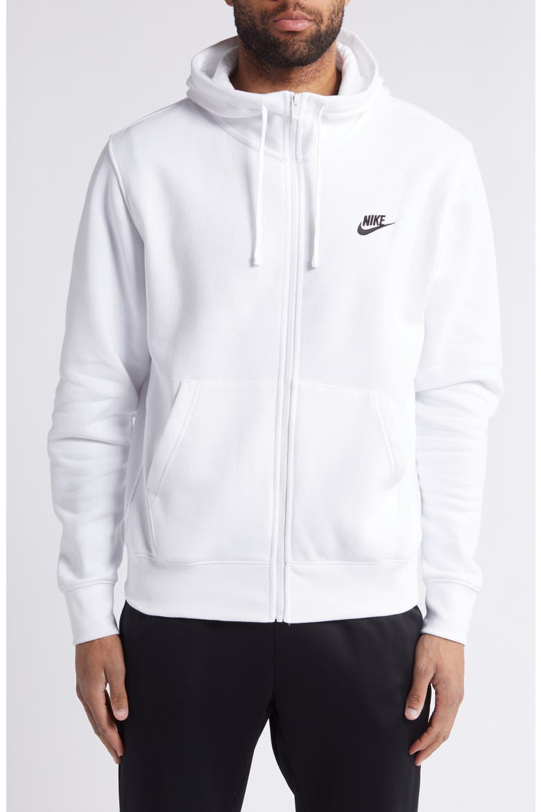 Men's Club Zip-Up Logo Hoodie, Alternate, color, WHITE/BLACK