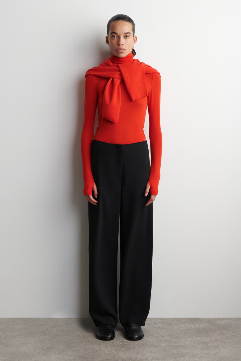 Merino Wool Turtleneck Top, Alternate, color, ORANGE