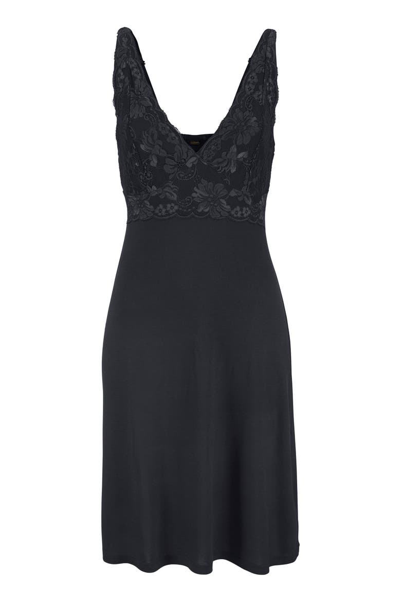 Lace V-Neck Nightgown, Alternate, color, Black