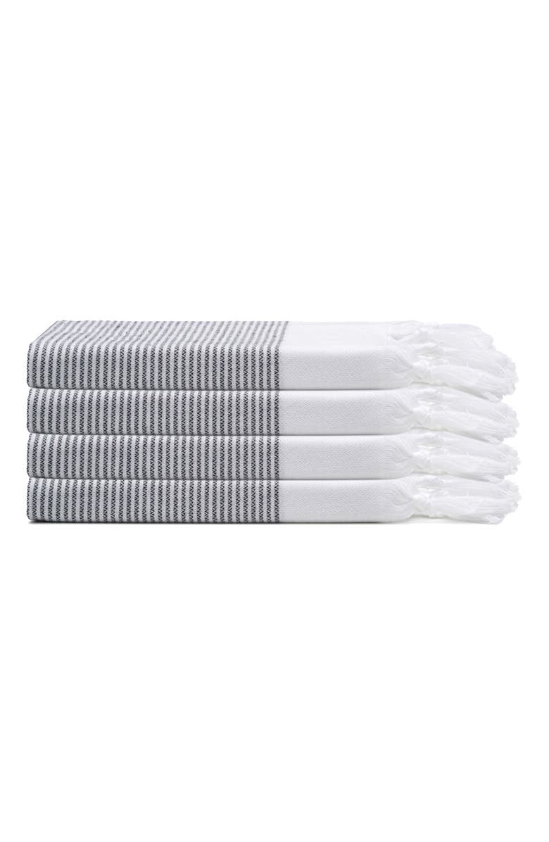 Oliviera Home Fine Stripe Turkish Cotton Hand & Kitchen Towel Bundle, Main, color, Black