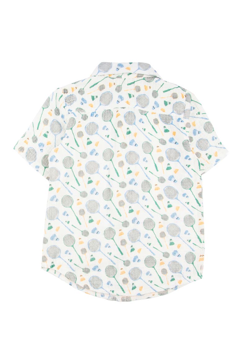 Kids' Jerry Racket Print Short Sleeve Cotton Button-Up Shirt, Alternate, color, BADMINTON