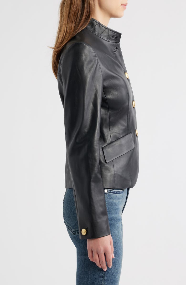 rag & bone Sadie Crop Leather Blazer, Alternate, color, Black