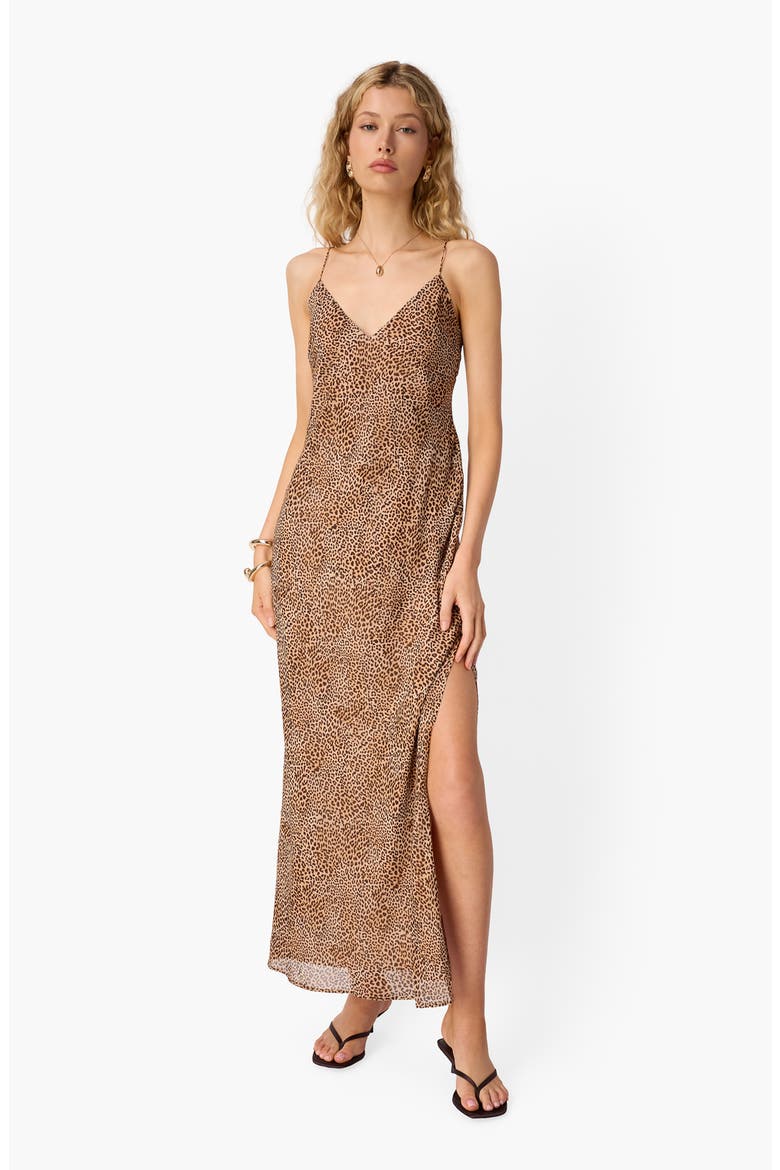 Raven Leopard Print Silk Chiffon Dress, Alternate, color, LEOPARD