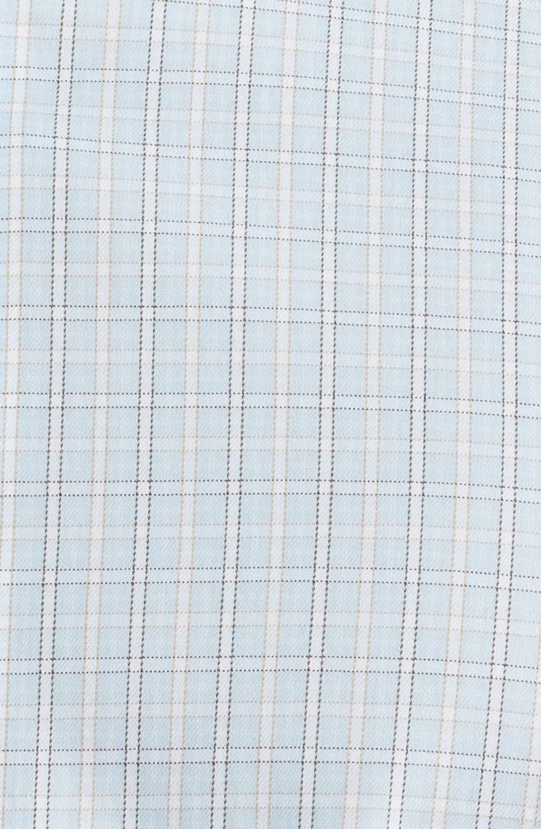 Nordstrom Trim Fit Check Premium Performance Twill Dress Shirt, Alternate, color, Blue- Brown Cheval Plaid
