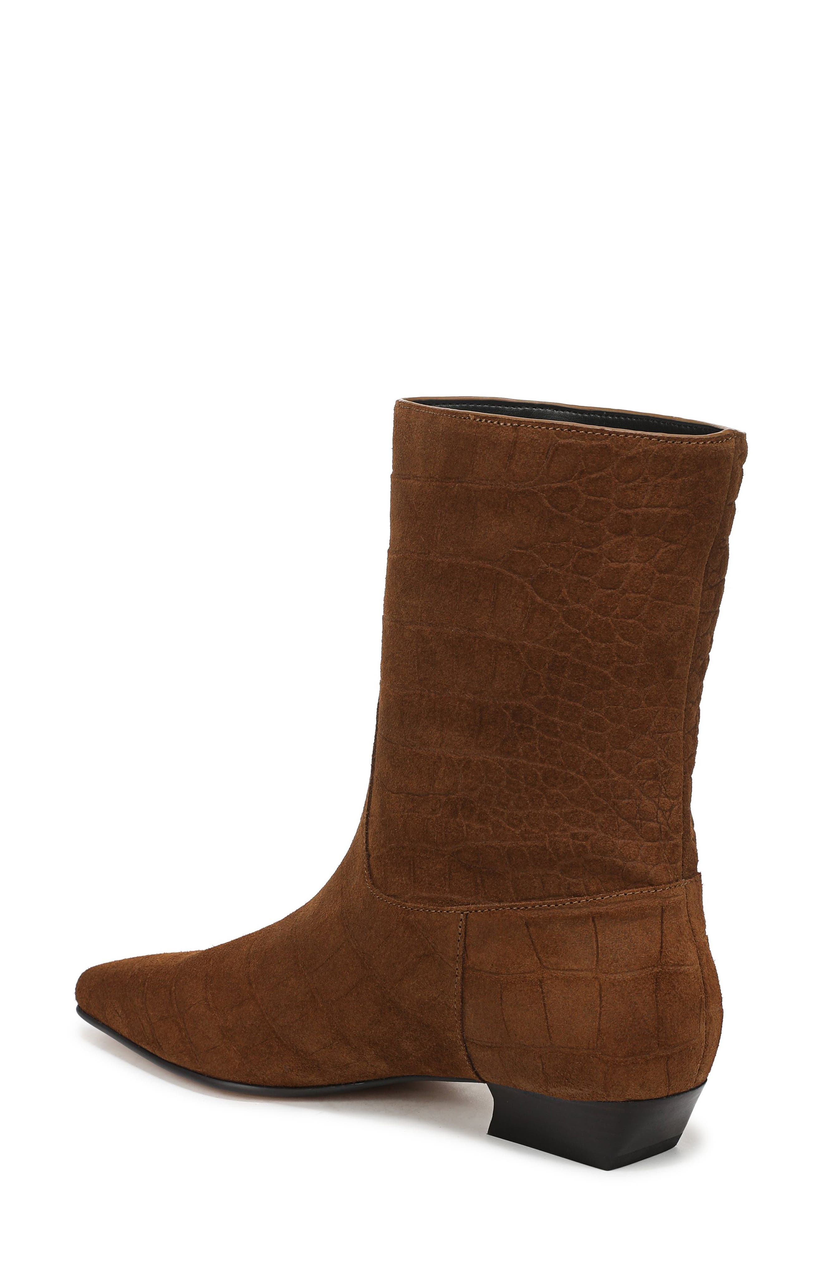 Addison Croc Embossed Bootie, Alternate, color, SADDLE