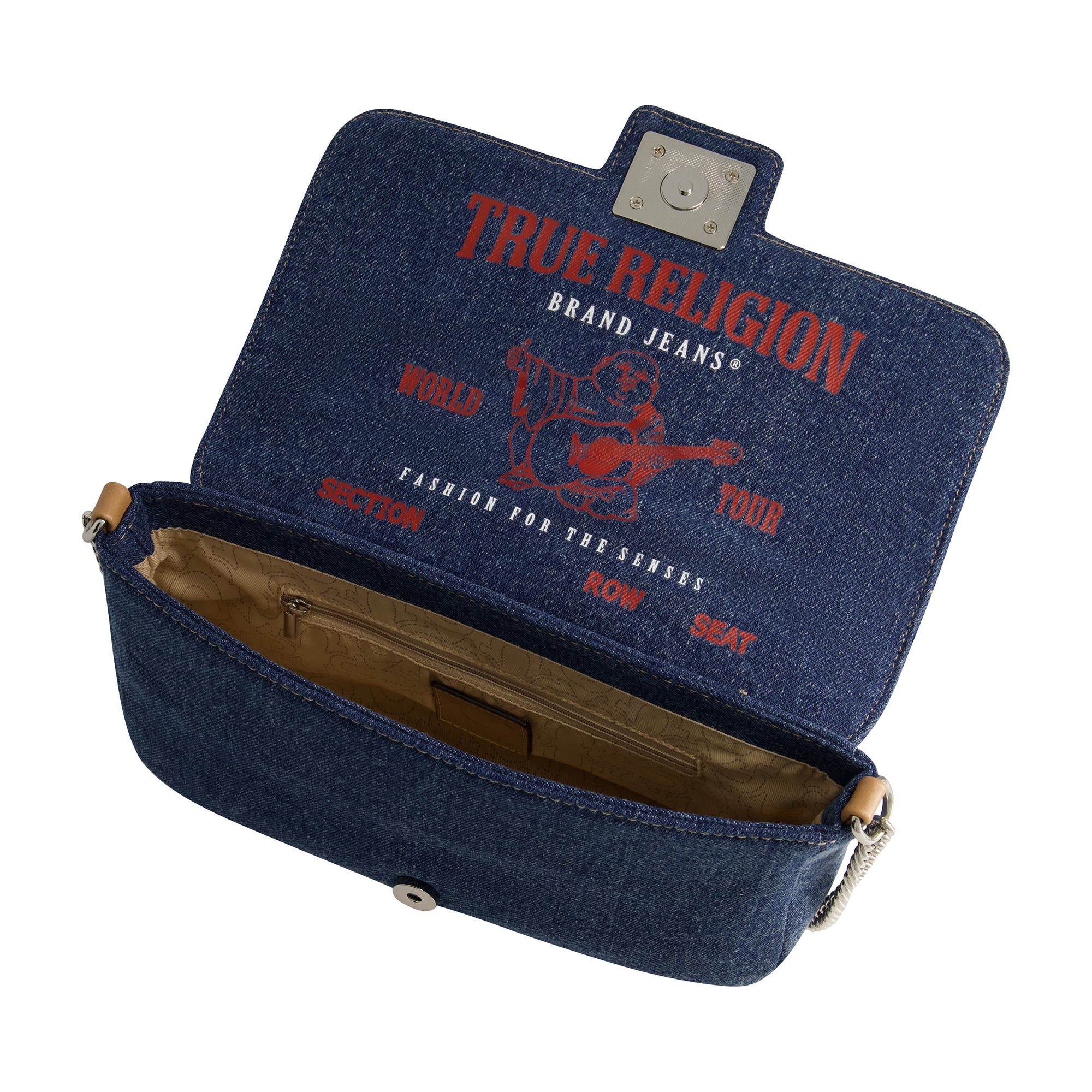 True Religion Denim Silver Hardware Flap, Alternate, color, 