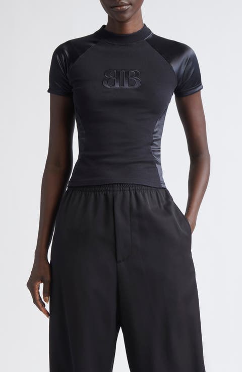 Nano BB Logo Mixed Media Fitted Graphic T-Shirt