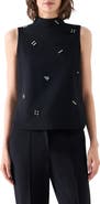 Akris punto Dice-Dot Embellished Mock Neck Jersey Top