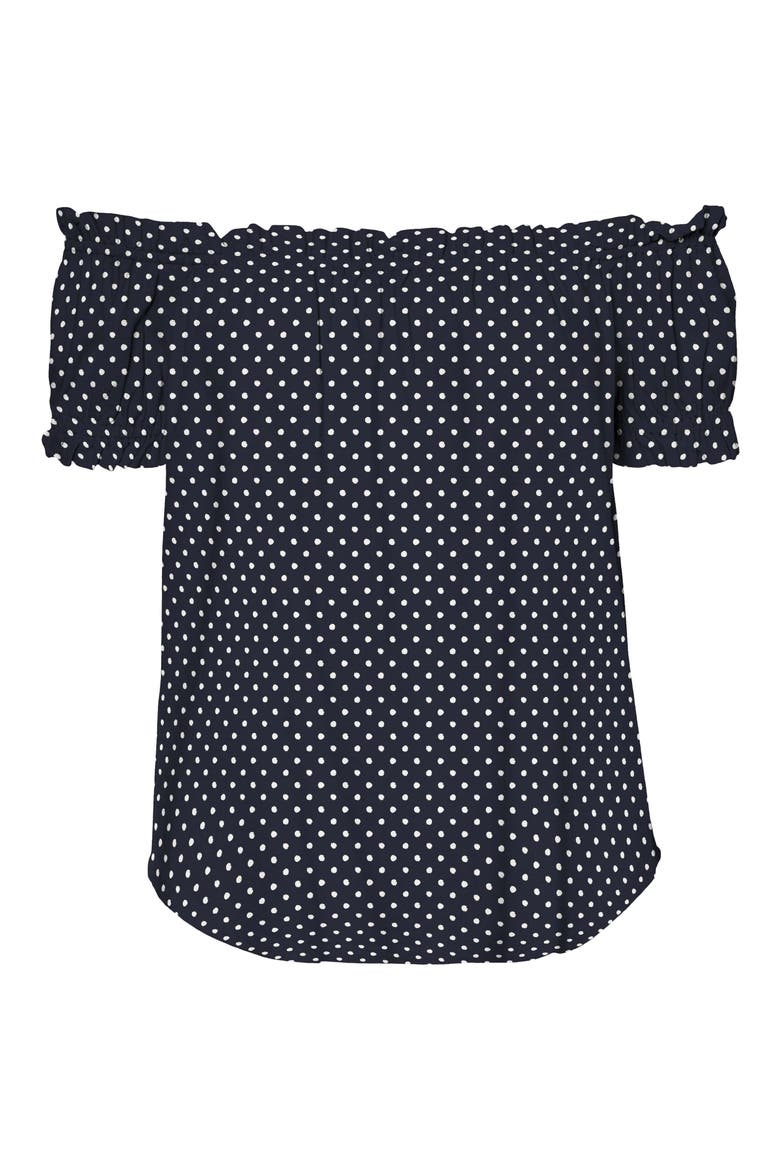 Off the Shoulder Top, Alternate, color, NAVY BLAZER AOP BIRCH DOT