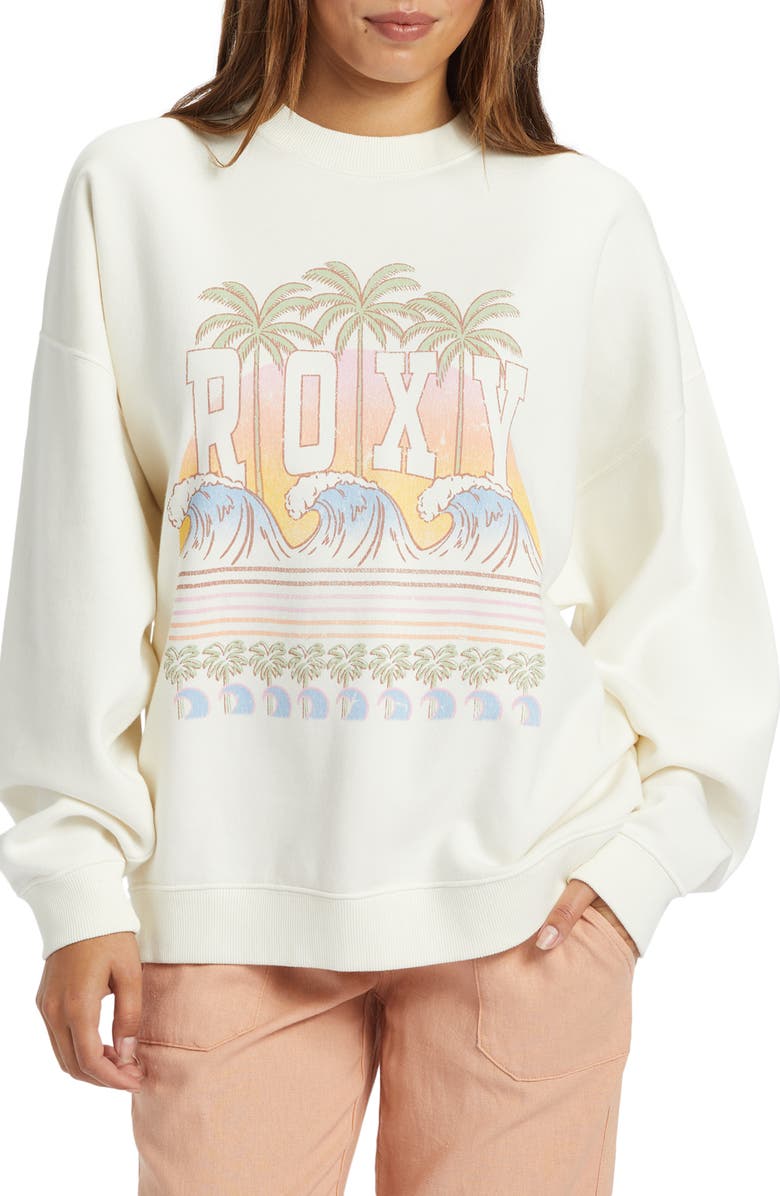 Roxy Lineup Oversize Graphic Sweatshirt, Main, color, 