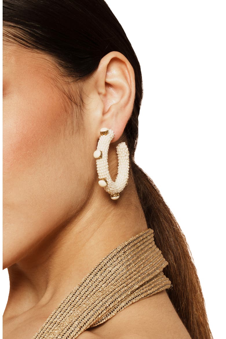Hayes Beaded Hoop Earrings, Alternate, color, IVORY