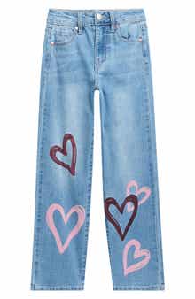 YMI Kids' Relaxed Fit Heart Accent Straight Leg Jeans