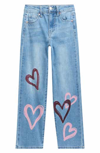 YMI Kids' Relaxed Fit Heart Accent Straight Leg Jeans
