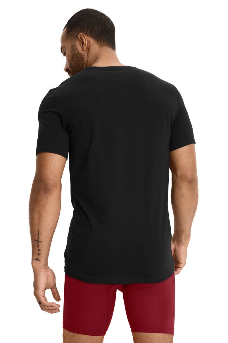 Mens Cotton Stretch Crew Neck Undershirt - 3 Pack, Alternate, color, Black