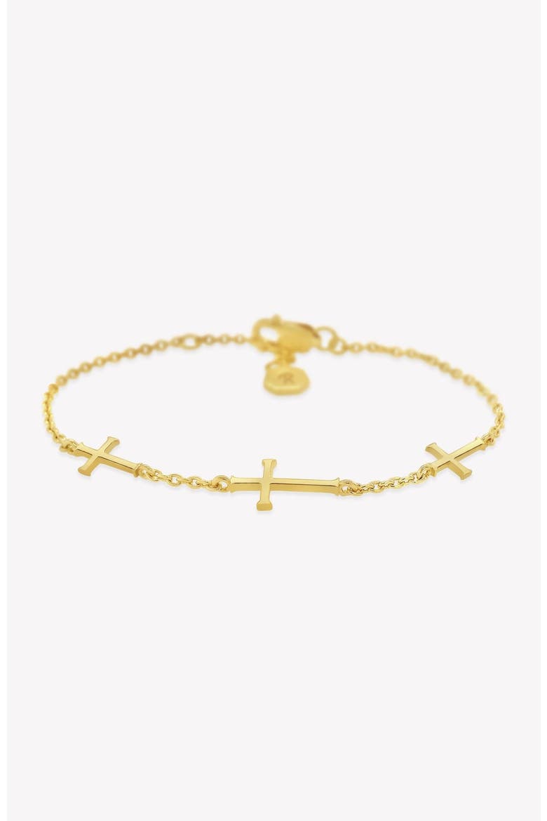 Calvary Cross Bracelet, Main, color, 18k Gold Plated
