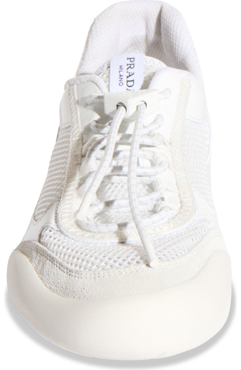 Prada Speedrock Mixed Media Sneaker, Alternate, color, Bianco
