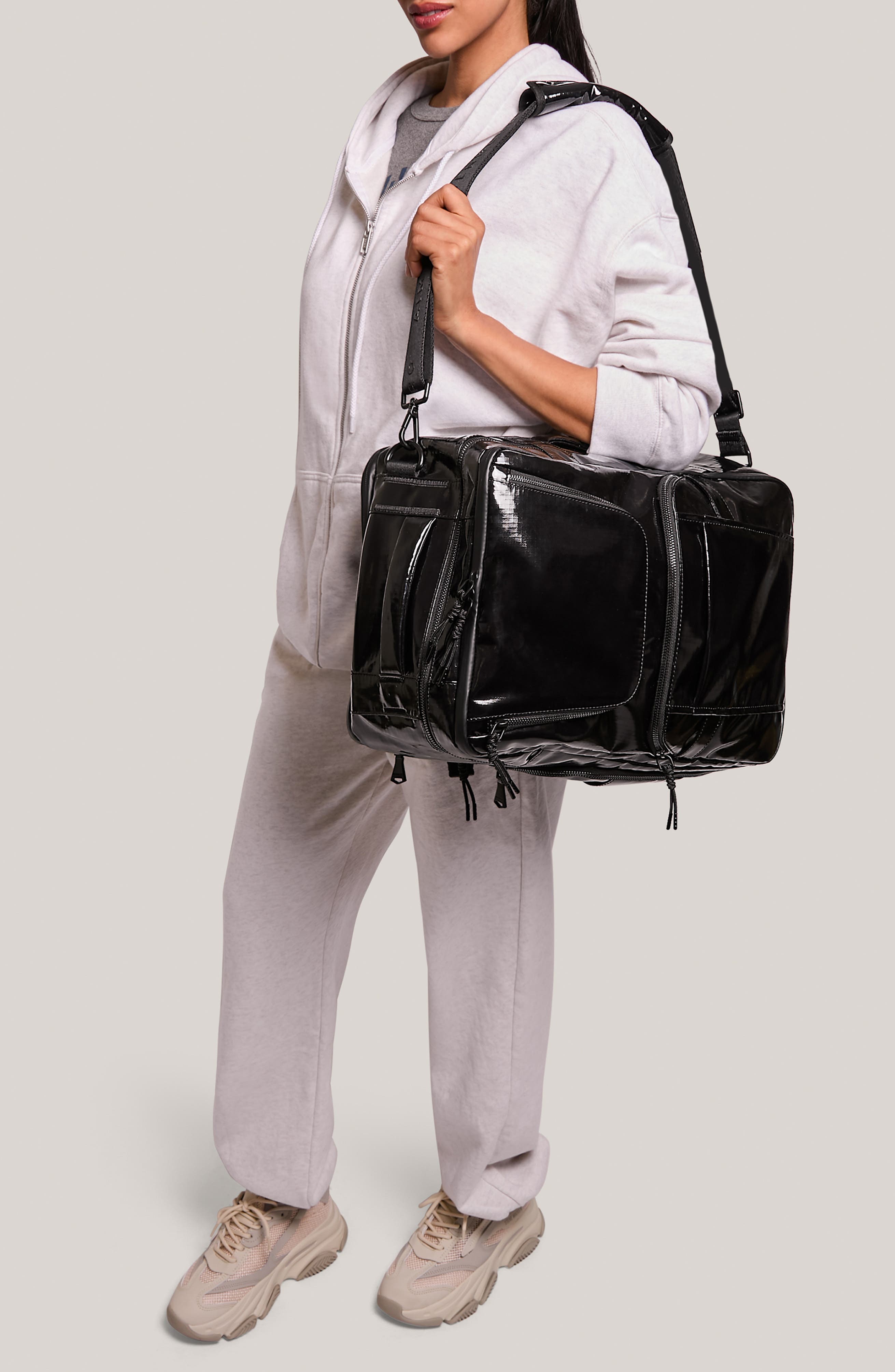 Dakota Faux Leather Travel Backpack, Alternate, color, BLACK/BLACK