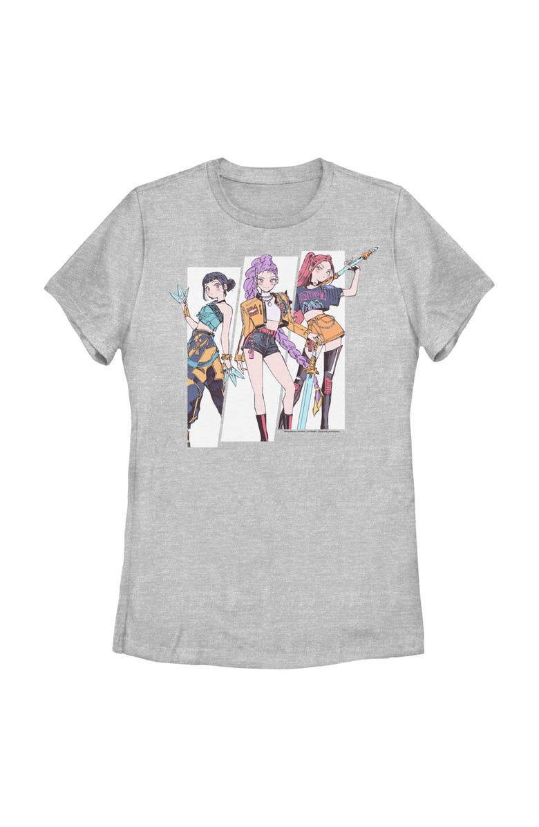 KPop Demon Hunters Women's KPop Demon Hunters Huntrix Manhwa Style Graphic T-Shirt, Main, color, Athletic Heather
