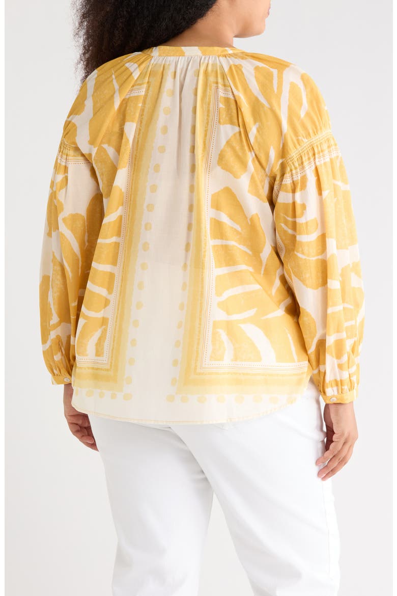 Border Print Button-Up Shirt, Alternate, color, GOLDEN KHAKI