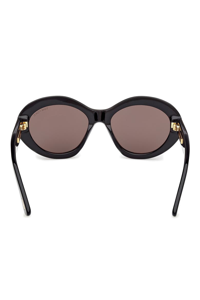 55mm Oval Sunglasses, Alternate, color, SHINY BLACK / BAGUETTE / SMOKE