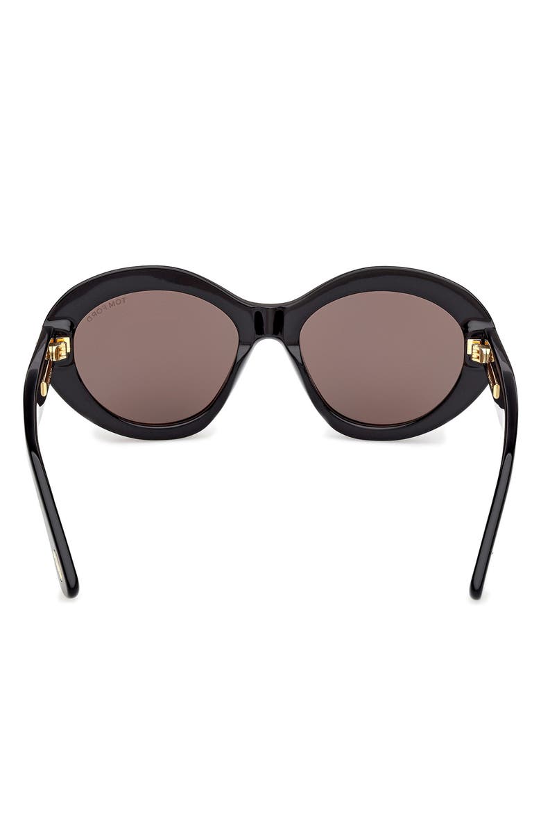 TOM FORD 55mm Oval Sunglasses, Alternate, color, Shiny Black / Baguette / Smoke