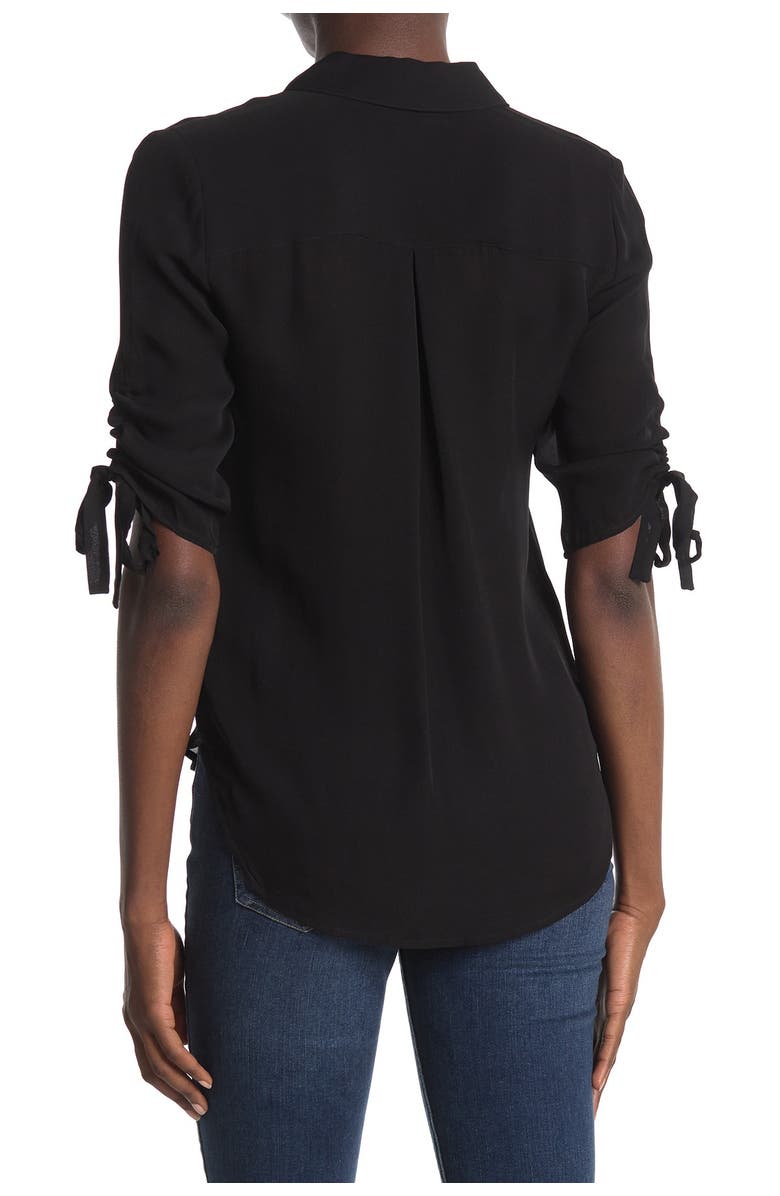 L'AGENCE Isa Ruched Sleeve Silk Blouse, Alternate, color, 