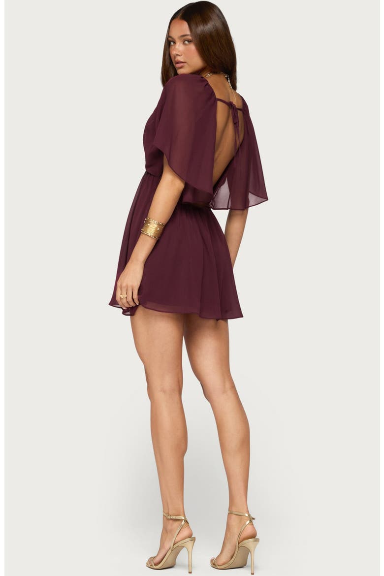 Rosalee Chiffon Babydoll Minidress, Alternate, color, PLUM