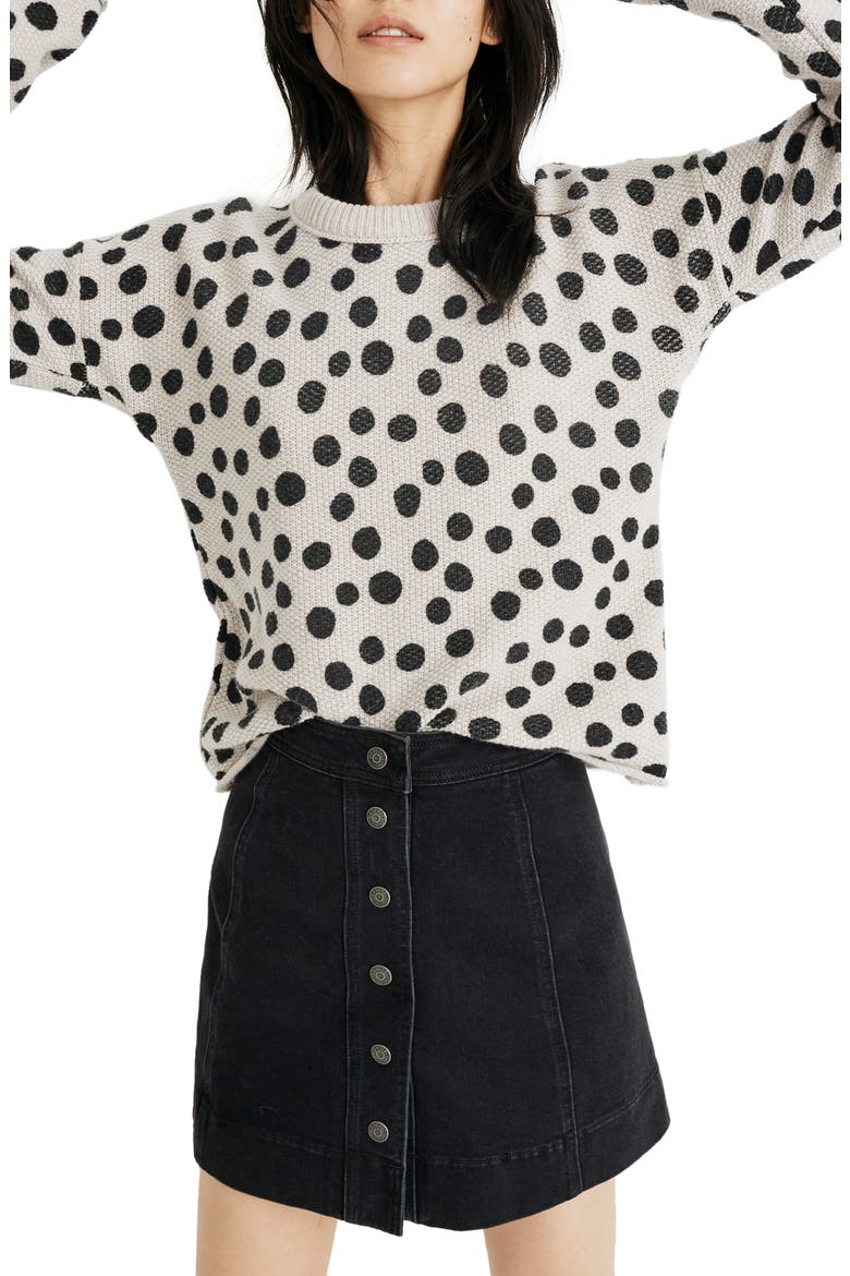 Leopard Dot Pullover Sweater, Main, color, HEATHER BISCUIT