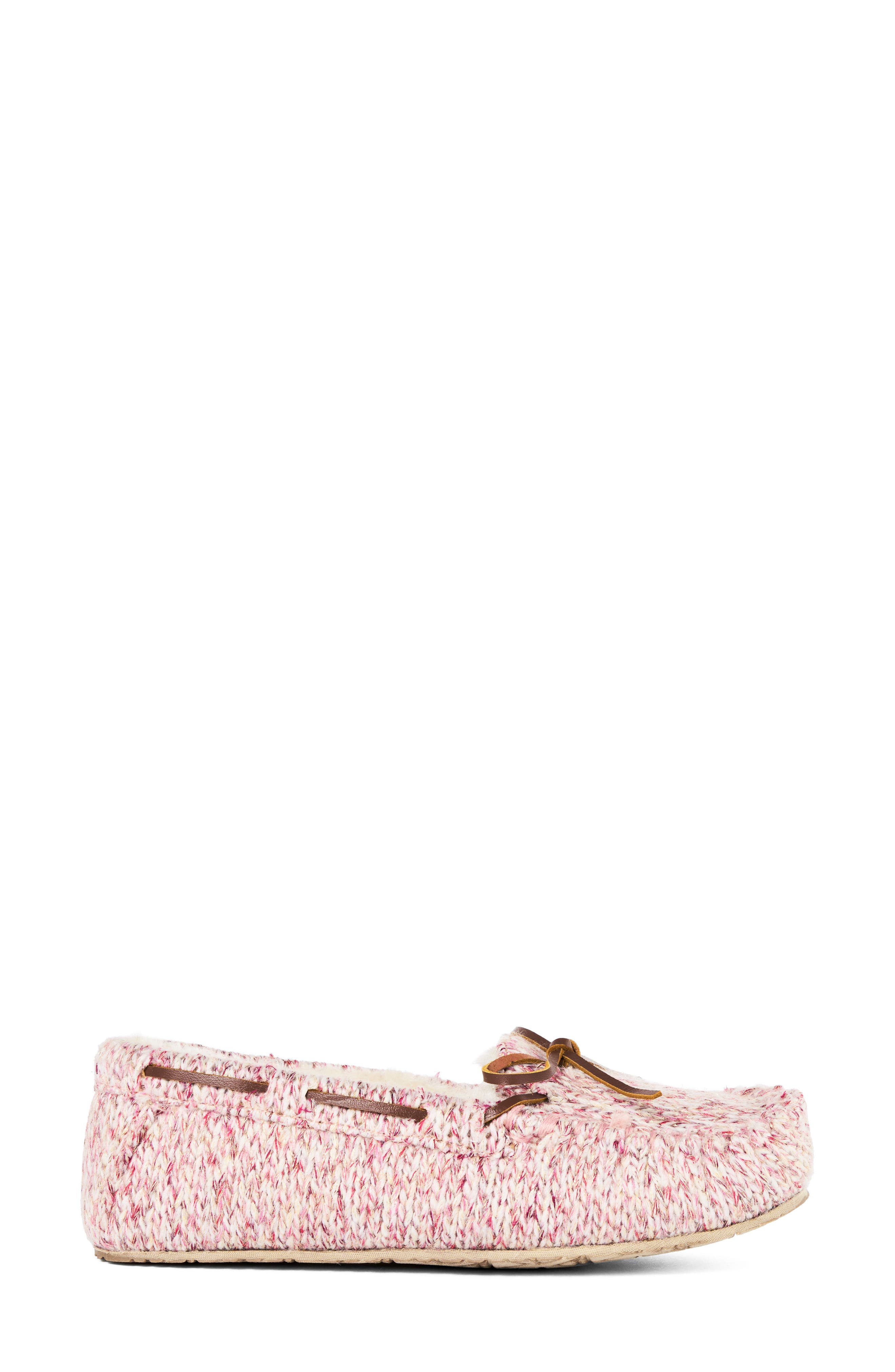 Shimmer Knit Moc Toe Slipper, Alternate, color, SPARKLE PINK