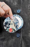 Solar Eclipse Eiffel Tower Hand Painted Compact Mirror