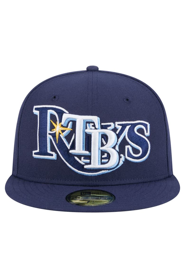 Men's New Era Navy Tampa Bay Rays Overlap 59FIFTY Fitted Hat, Alternate, color, Navy