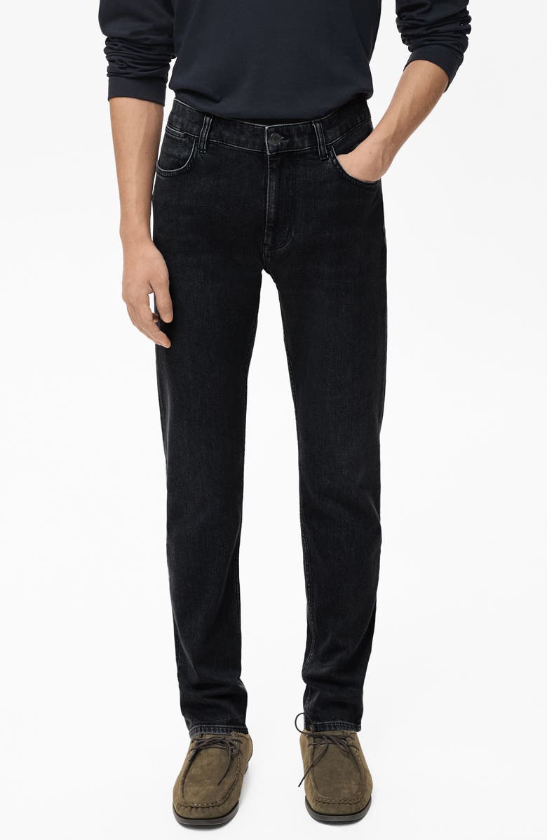 MANGO Patrick Ultrasoft Touch Slim Fit Jeans, Main, color, Black Denim