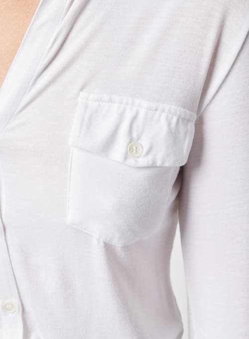 Majestic Filatures Soft Touch Long Sleeve Pocket Shirt In White