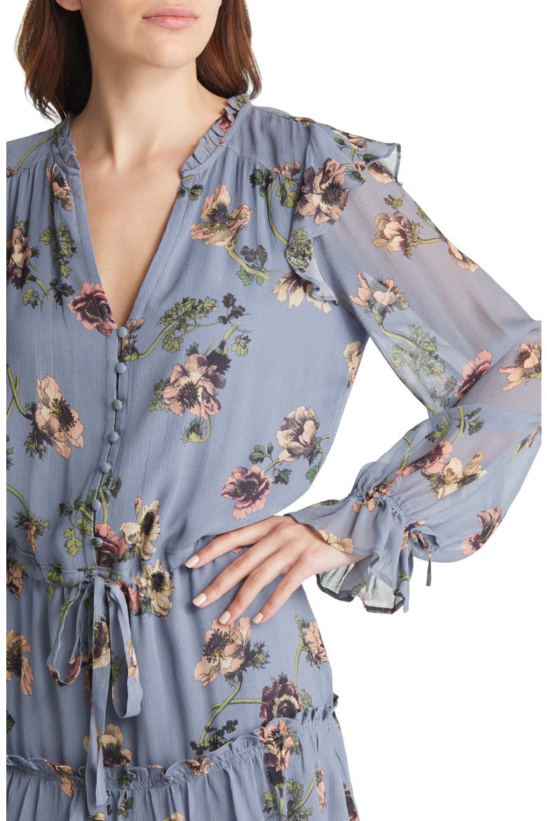 Pomello Long Sleeve Silk Minidress, Alternate, color, FLTBLUMLT