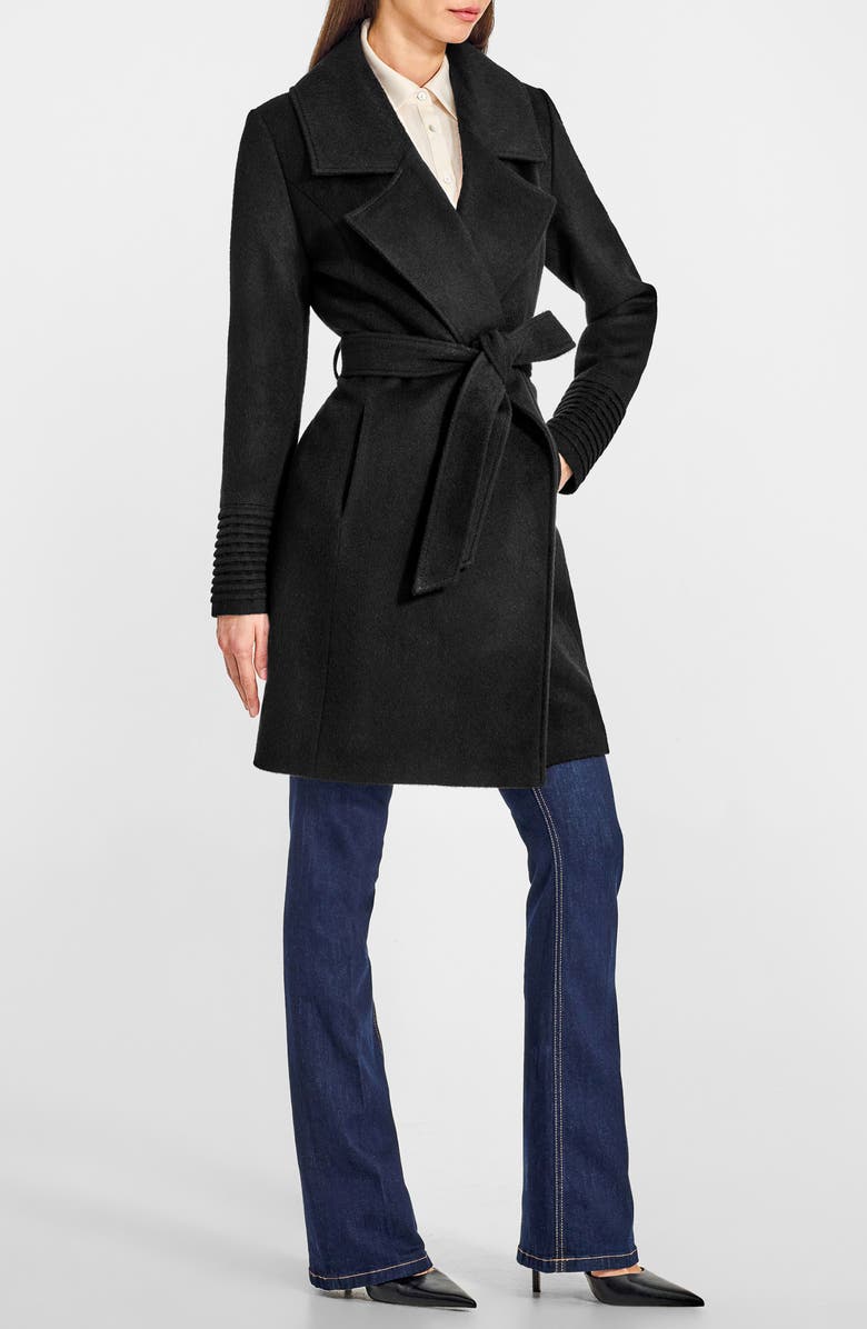 SENTALER Alpaca & Wool Wrap Coat, Alternate, color, Black