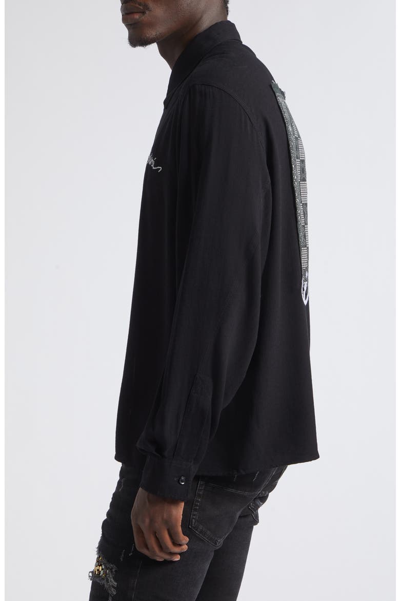 MA Check Viscose Button-Up Shirt, Alternate, color, BLACK