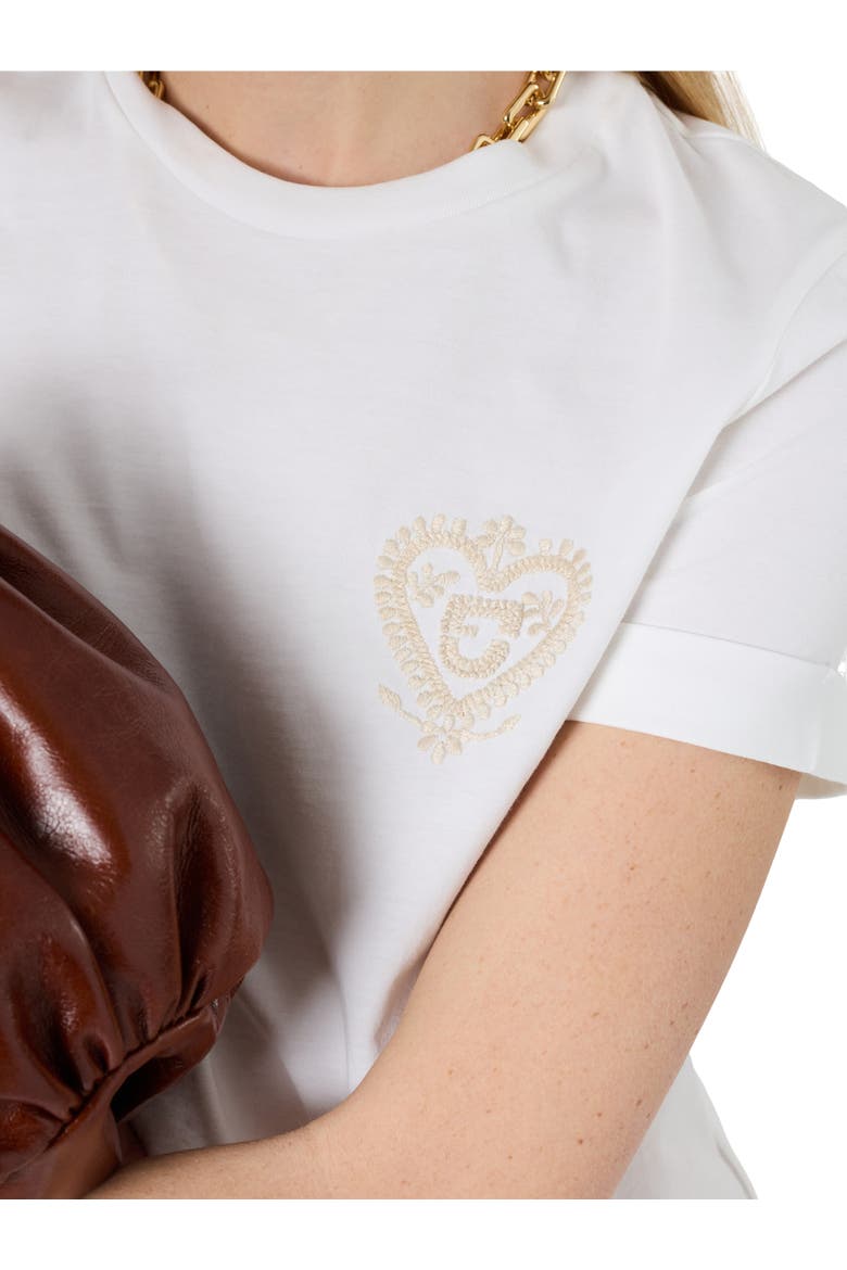 Melia Embroidered Emblem Cropped T-Shirt, Alternate, color, White