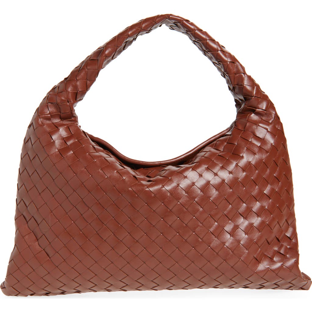 Bottega Veneta Small Hop Intrecciato Leather Hobo Bag In 2506 Sapele-muse Brass