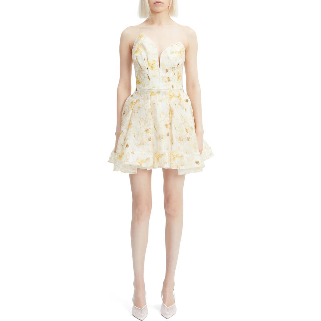 Shop Bardot Abrielle Strapless Minidress In Yellow Floral