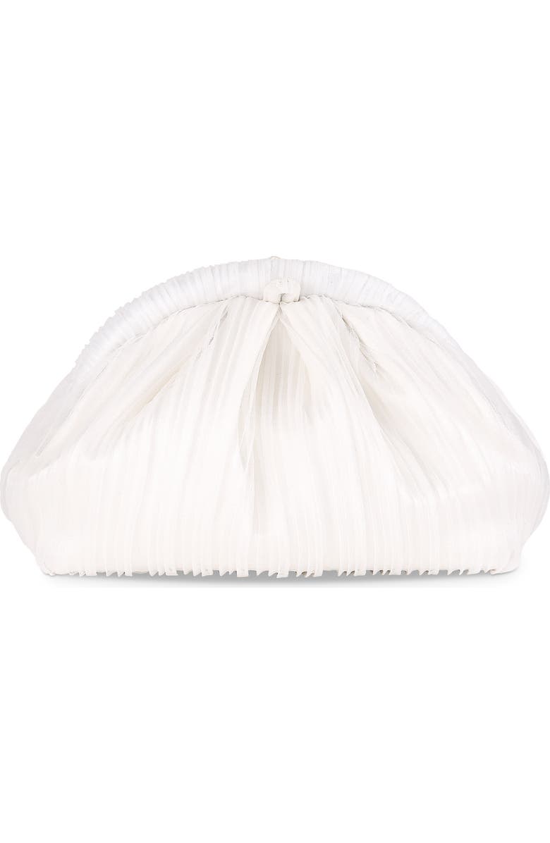 Jewel Badgley Mischka Vale Pleated Tulle and Satin Mini Pouch Clutch, Alternate, color, White