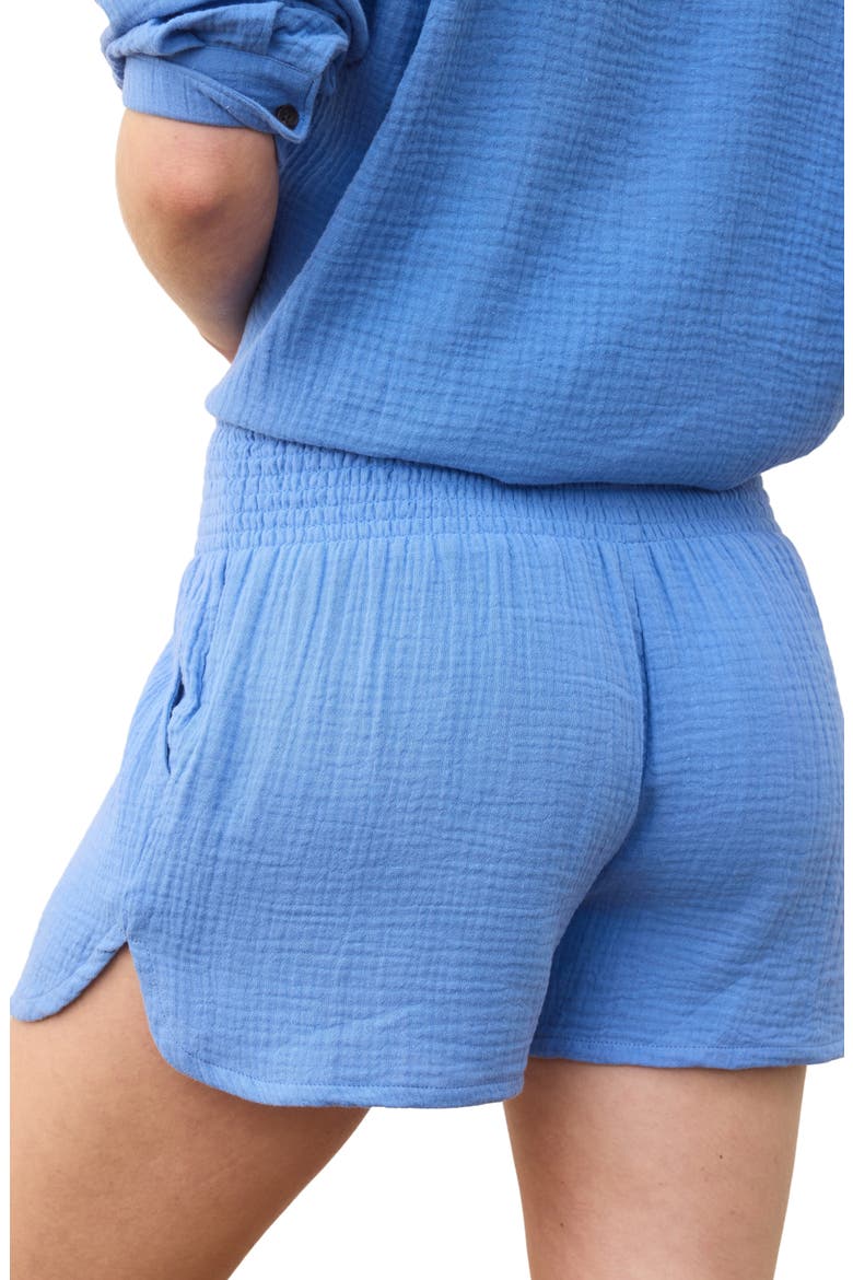 Cali Smocked Waist Double Cloth Shorts, Alternate, color, MARINA