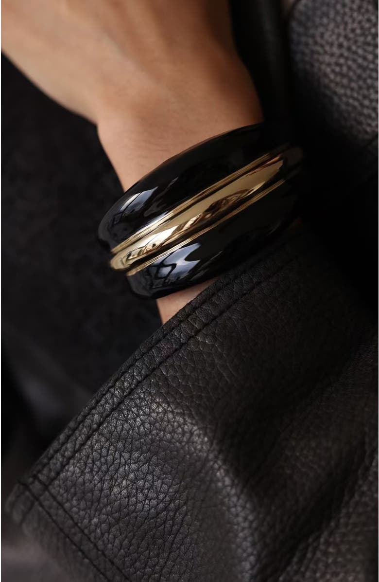 RETRO CHIC Ostuni Bangle, Alternate, color, Black & Gold