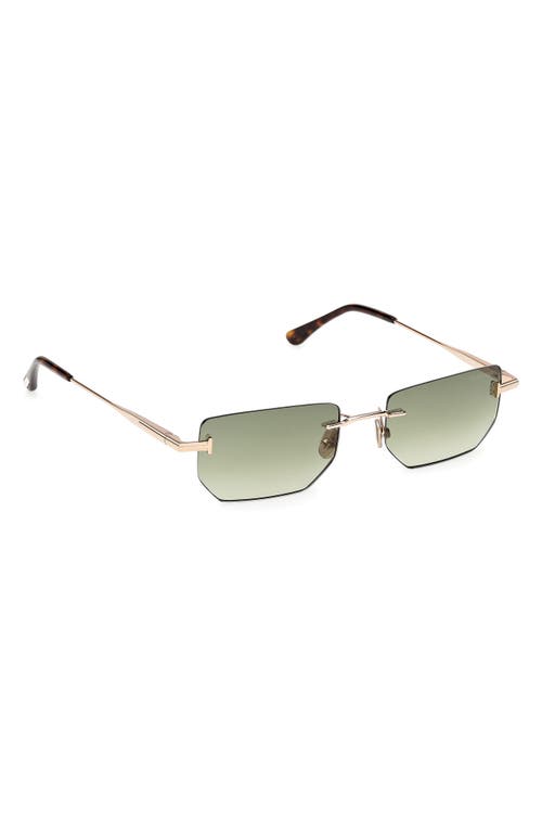 Tom Ford Rimless Rectangle-frame Sunglasses In Green
