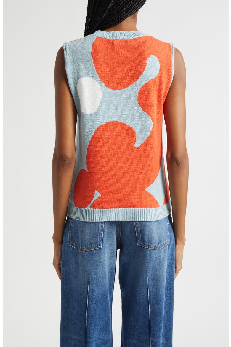 Pomppikoot Keidas Sleeveless Cotton Sweater, Alternate, color, DARK ORANGE LIGHT BLUE