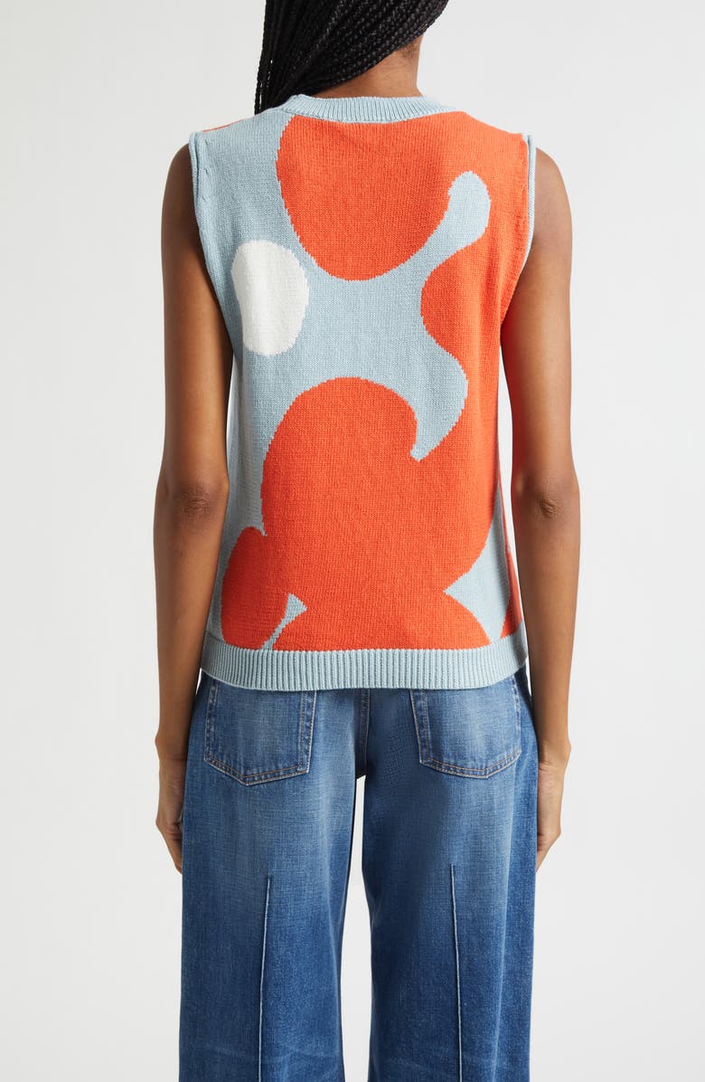 Marimekko Pomppikoot Keidas Sleeveless Cotton Sweater, Alternate, color, Dark Orange Light Blue